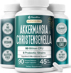 Christensenella Minuta and Akkermansia, Bifidobacterium longum, 8 Probiotic Strains, 50 Billion CFU with Cranberry Extract, Gut Health & Immune Support