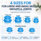 EDGE Silicone Cupping Therapy Massage Set Blue, 4 Cups
