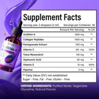 Urolithin A Supplement 2800 mg Liquid Drops | with Trans-Resveratrol, Collagen Peptides, Pomegranate Extract, Hyaluronic Acid, Vitamin E & C