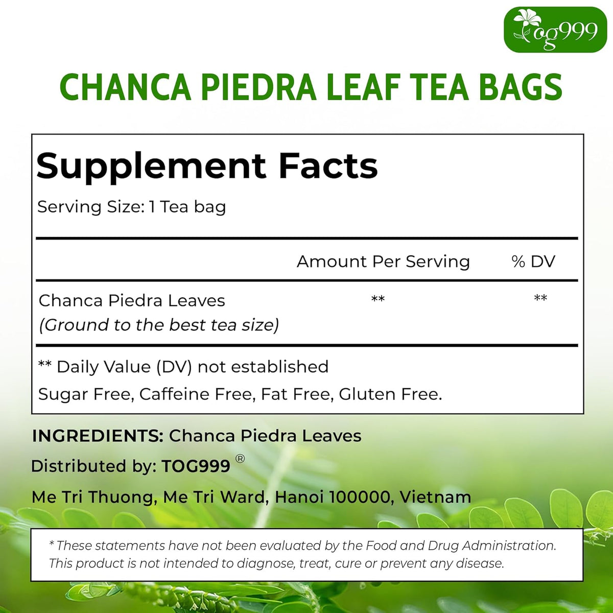 Dried Chanca Piedra Leaves, Chanca Piedra Tea “Stone Breaker” Tea Bags