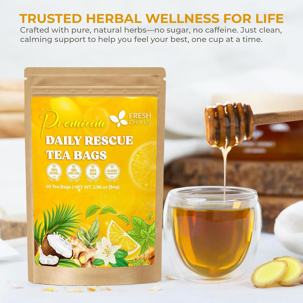 Premium Daily Rescue Lemon Ginger Tea Bags