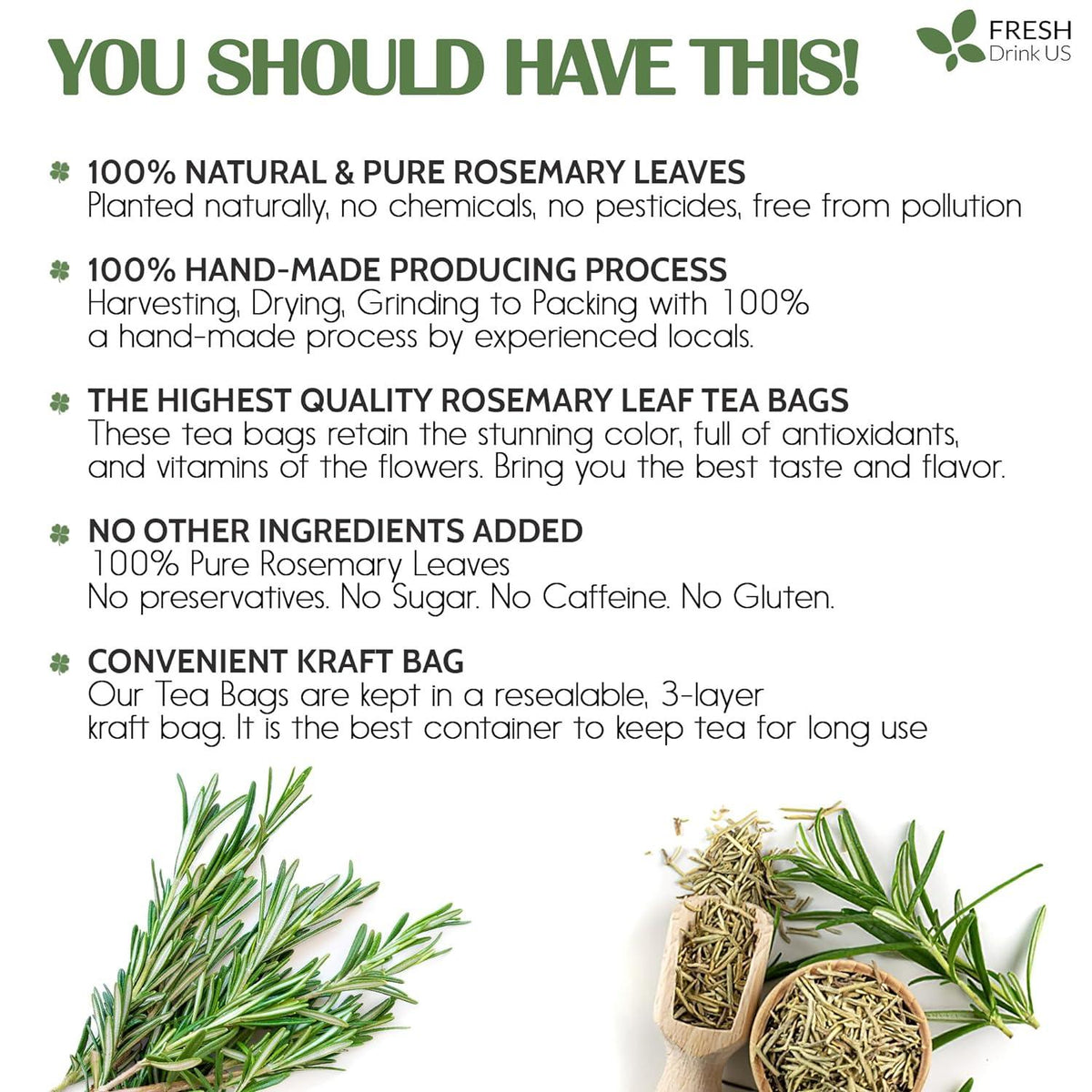 Premium Rosemary Leaves, Tea Bags, Powder