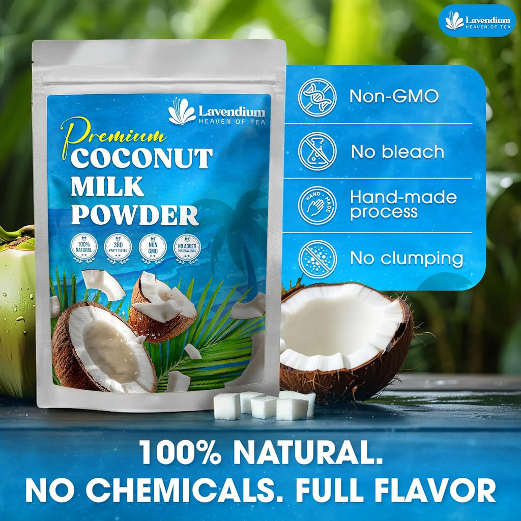 20oz Coconut Milk Powder, 100% Natural, Unsweetened, Perfect for Cake, Coffee, Tea, Creamer Alternative, No Additives, No Gluten, Vegetarian.