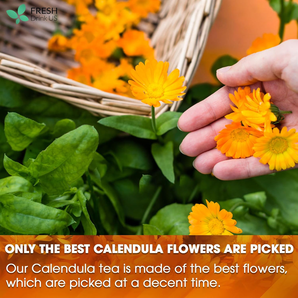 Calendula Tea Bags, 100% Natural and Pure Calendula Flowers, Eco-conscious Tea Bags. Calendula Flower Herbal Tea. No Sugar, No Caffeine, No Gluten, Vegan.