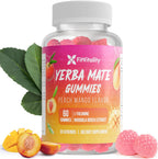 Yerba Mate Gummies – Super Focus & Energy Support – Formulated with Yerba Mate Extract, L-Theanine, Rhodiola, Ginseng, Choline, B12 – Peach Mango Flavor