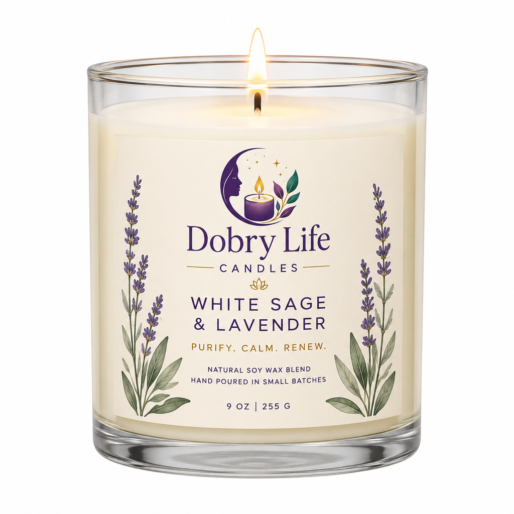 White Sage and Lavender Scented Soy Candle