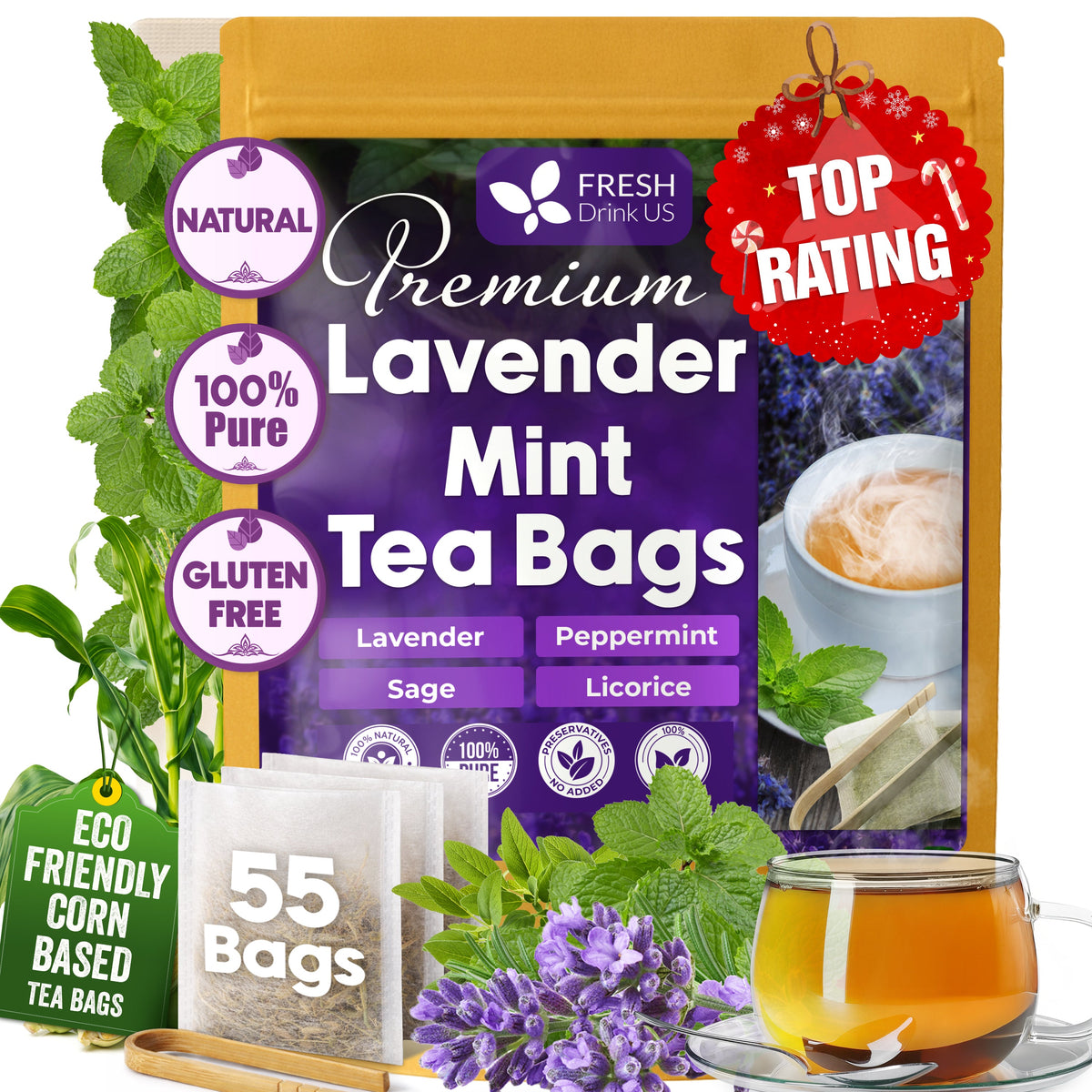 Premium Lavender Mint Tea Bags